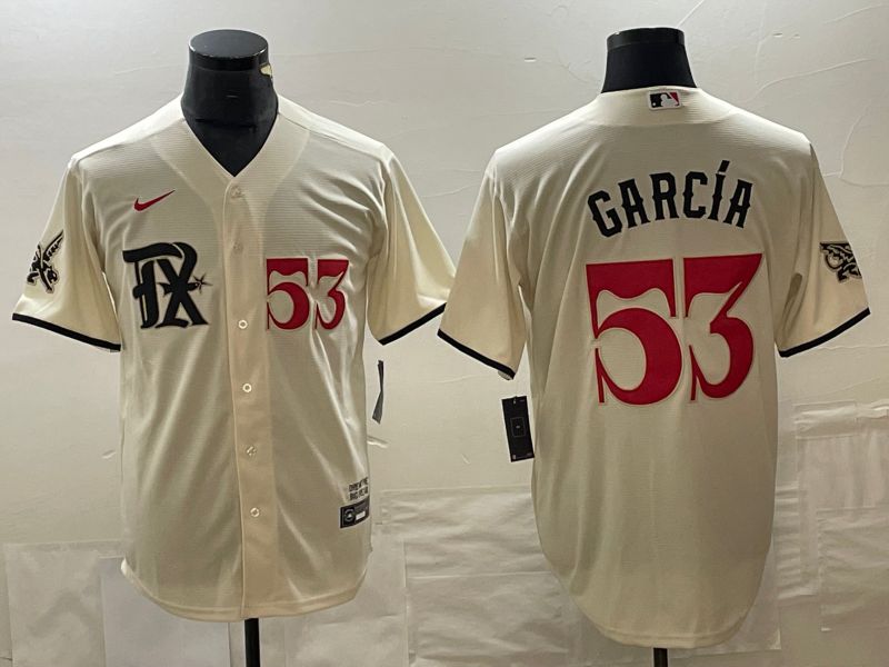 Men Texas Rangers #53 Garcia Nike Cream 2023 City Connect MLB Jersey style 1->texas rangers->MLB Jersey